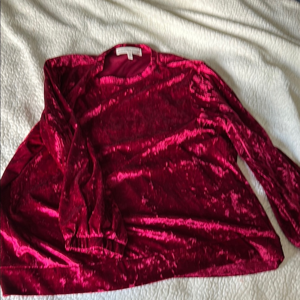 Elegant Velvet Red Women's Top
